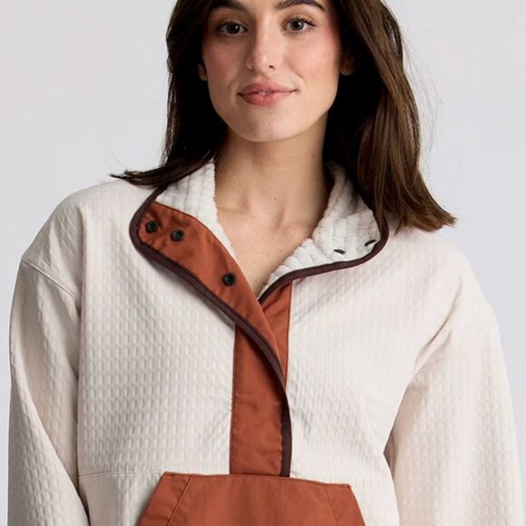 Free Fly Apparel Women's Gridback Fleece Snap Pullover Stone Size XL $148 - Picture 2 of 15